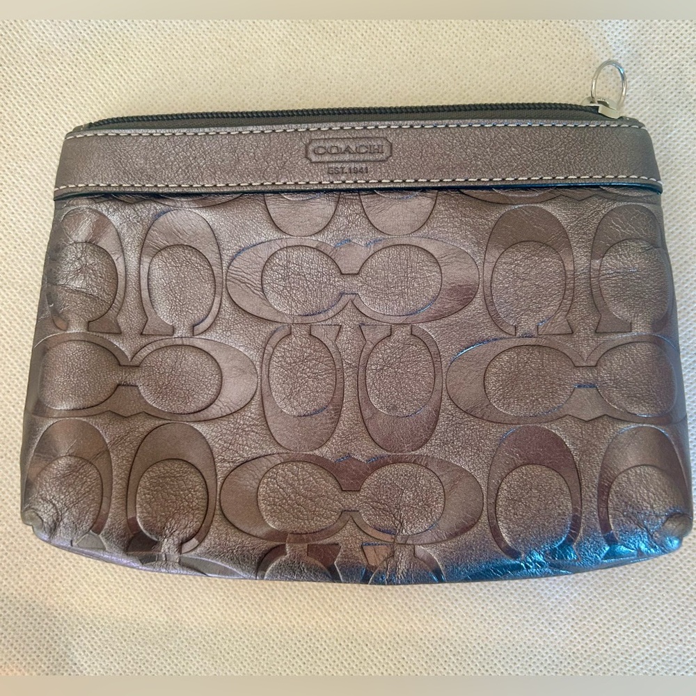 Coach Metallic  Embossed Leather Pouch/Wristlet